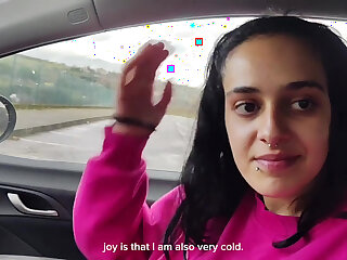 Blowjob in a Car Nerdy Girl Cum in Indiscretion Rainy Day